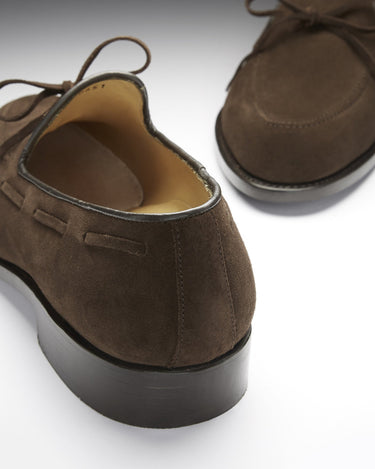 Brown Suede Goodyear Welted Laced Loafers-4