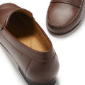 Women's Penny Loafers Leather Sole, brown leather-4
