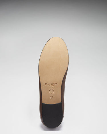 Women's Penny Loafers Leather Sole, brown leather-3