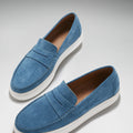 Slip-on Sneaker Loafers, petrol blue suede-1