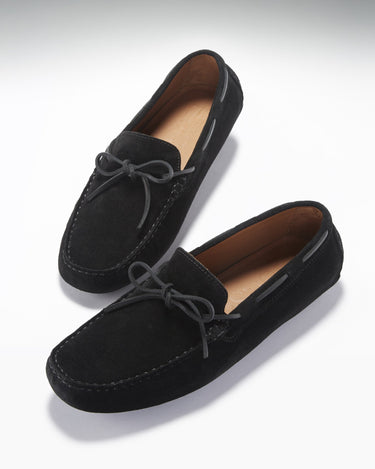 Laced Driving Loafers, black suede-1