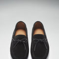 Laced Driving Loafers, black suede-2