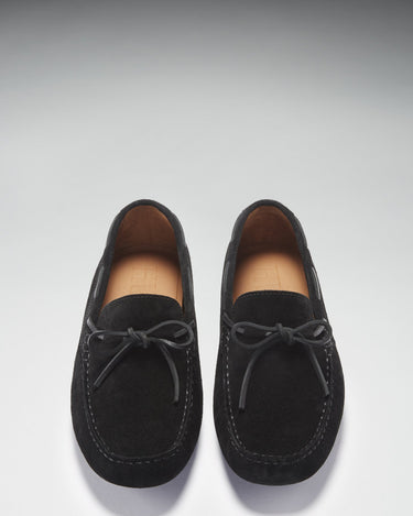 Laced Driving Loafers, black suede-2