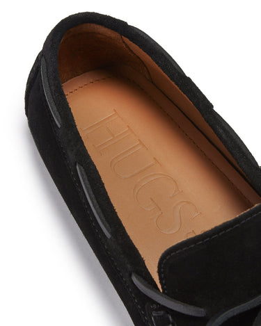Laced Driving Loafers, black suede-3