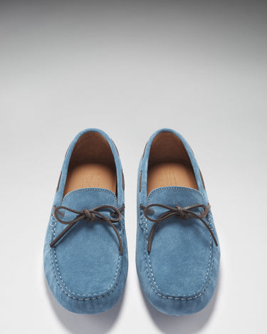 Laced Driving Loafers, petrol blue suede-2
