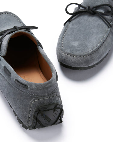Tyre Sole Laced Driving Loafers, slate grey suede-4