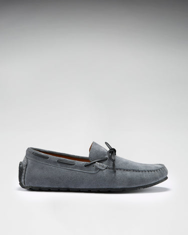 Tyre Sole Laced Driving Loafers, slate grey suede-2