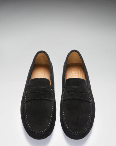 Penny Driving Loafers, black suede-4