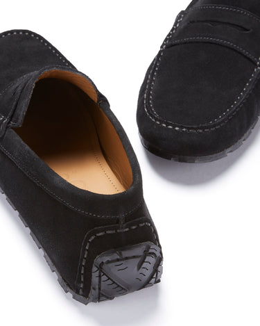Tyre Sole Penny Driving Loafers, black suede-4