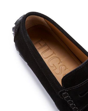 Tyre Sole Penny Driving Loafers, black suede-3
