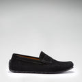 Tyre Sole Penny Driving Loafers, black suede-2