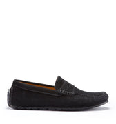Tyre Sole Penny Driving Loafers, black suede-0