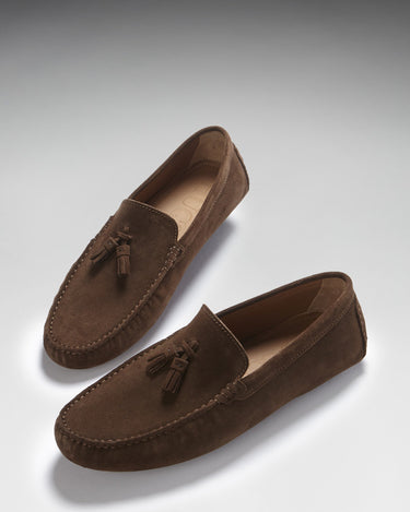 Tasselled Driving Loafers, brown suede-3