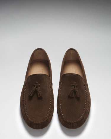 Tasselled Driving Loafers, brown suede-2