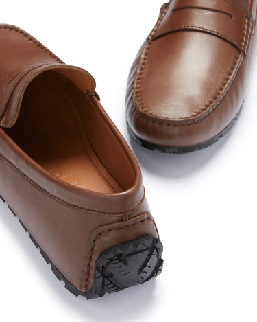 Tyre Sole Penny Driving Loafers, brown leather-3