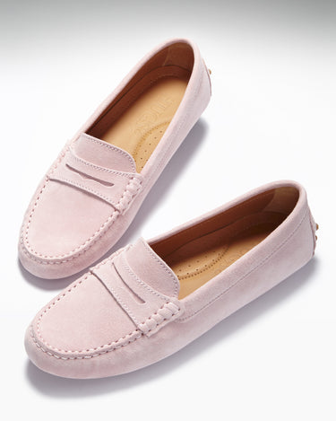 Women's Penny Driving Loafers, ice pink suede-1