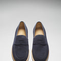Blue Suede Loafers, Crepe Rubber Welted Sole-2