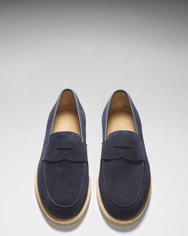Blue Suede Loafers, Crepe Rubber Welted Sole-2