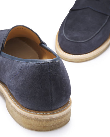 Blue Suede Loafers, Crepe Rubber Welted Sole-3