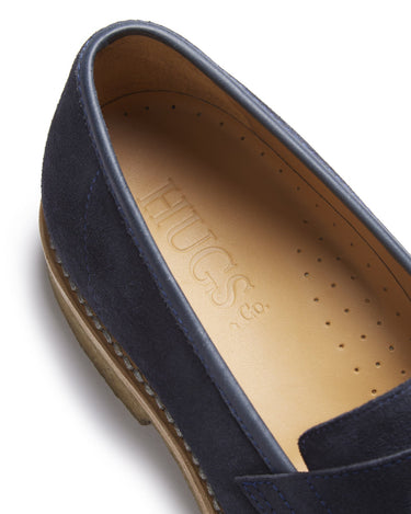 Blue Suede Loafers, Crepe Rubber Welted Sole-4