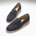 Blue Suede Loafers, Crepe Rubber Welted Sole-1