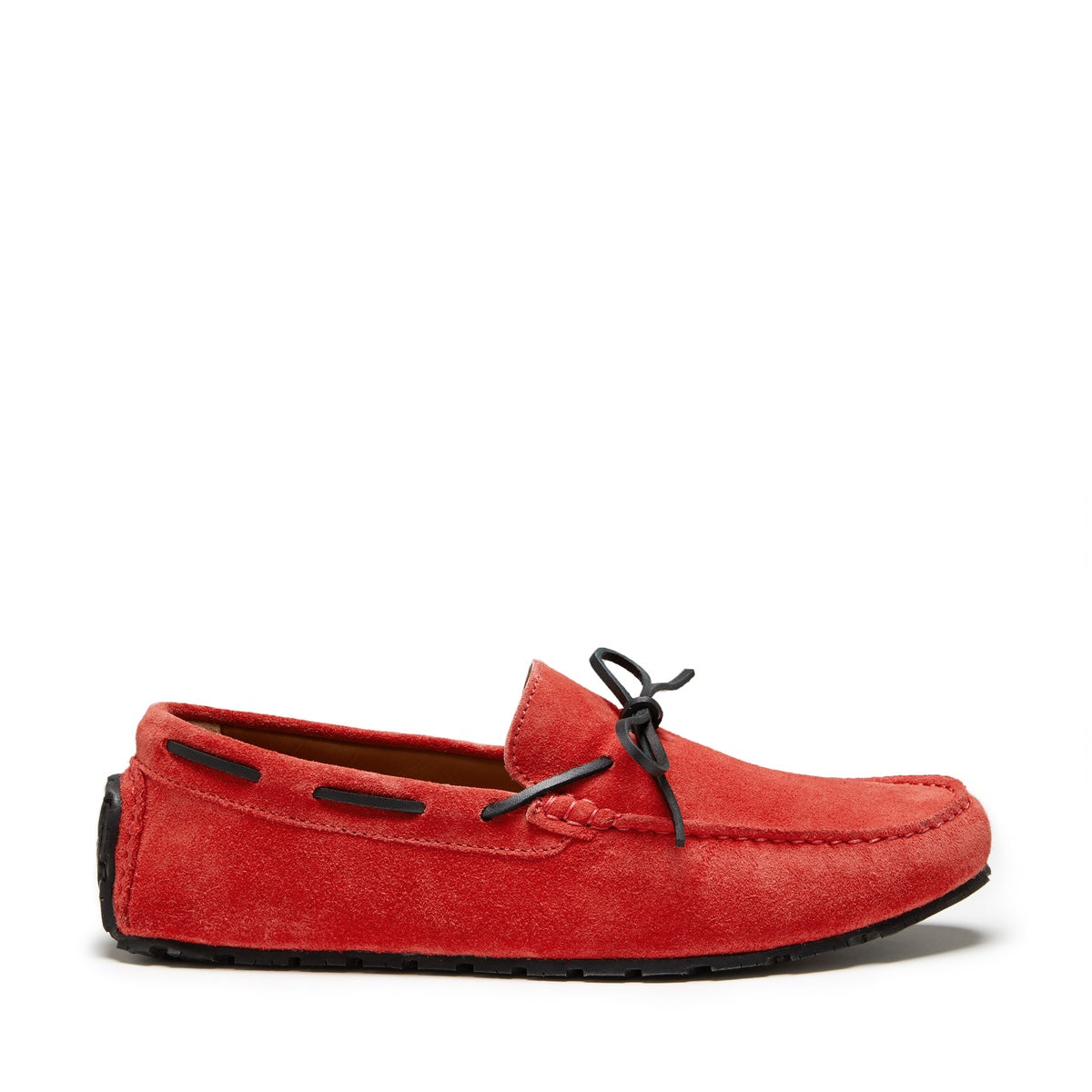 Tyre Sole Laced Driving Loafers, red suede-0