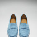 Women's Penny Driving Loafers, blue embossed suede-3