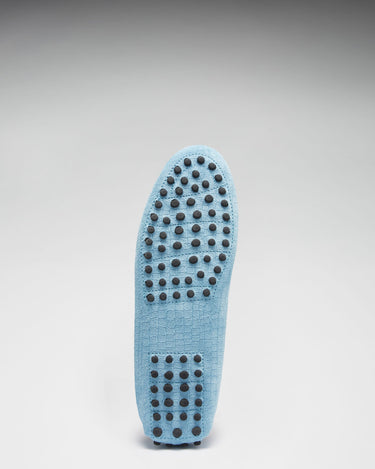 Women's Penny Driving Loafers, blue embossed suede-2