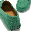 Women's Penny Driving Loafers, emerald embossed suede-4