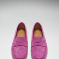 Women's Penny Driving Loafers, pink embossed suede-3