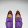 Women's Penny Driving Loafers, purple embossed suede-3