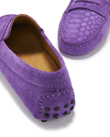 Women's Penny Driving Loafers, purple embossed suede-4