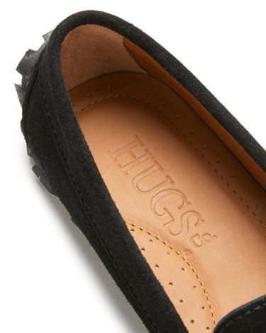 Women's Tyre Sole Penny Loafers, black suede-3