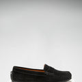 Women's Tyre Sole Penny Loafers, black suede-2