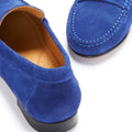 Women's Penny Loafers Leather Sole, ink blue suede-3