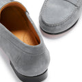 Women's Penny Loafers Leather Sole, slate grey suede-3