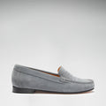 Women's Penny Loafers Leather Sole, slate grey suede-4