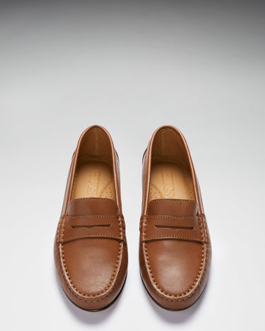 Women's Penny Loafers Leather Sole, tan leather-2