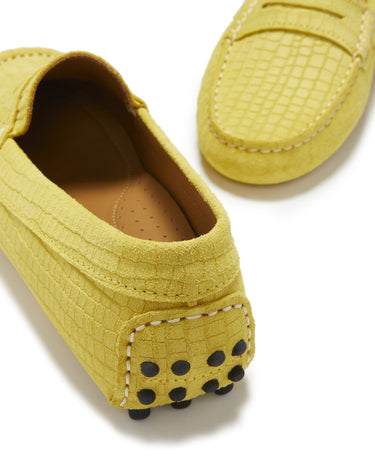 Women's Penny Driving Loafers, yellow embossed suede-4