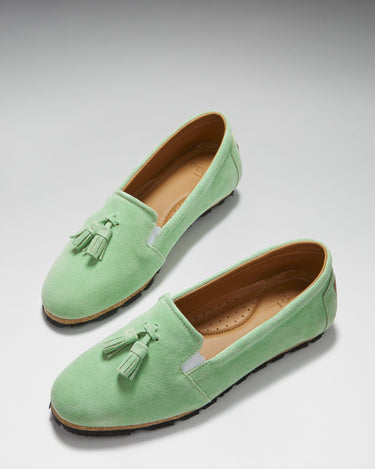 Women's Tasselled Espadrilles, lagoon green suede-1