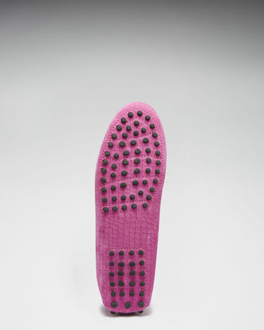 Women's Tasselled Driving Loafers, pink embossed suede-2