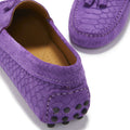 Women's Tasselled Driving Loafers, purple embossed suede-4