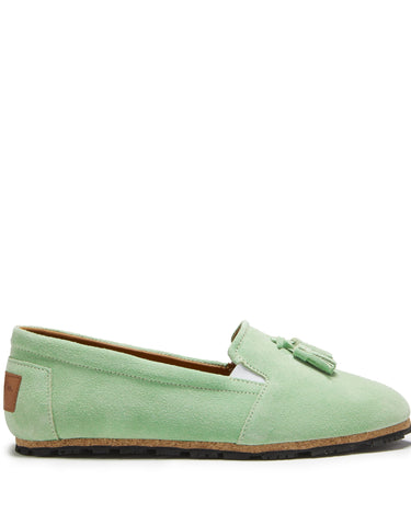 Women's Tasselled Espadrilles, lagoon green suede-0