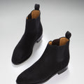 Women's Black Suede Chelsea Boots, Welted Leather Sole-2