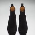 Women's Black Suede Chelsea Boots, Welted Leather Sole-1