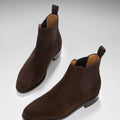 Women's Brown Suede Chelsea Boots, Welted Leather Sole-2