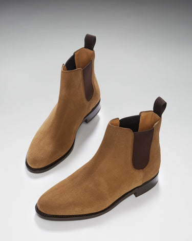 Women's Tobacco Suede Chelsea Boots, Welted Leather Sole-2