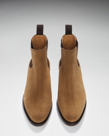 Women's Tobacco Suede Chelsea Boots, Welted Leather Sole-1