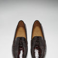 Women's Penny Driving Loafers, brown croc print patent leather-2