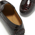 Women's Penny Driving Loafers, brown croc print patent leather-3